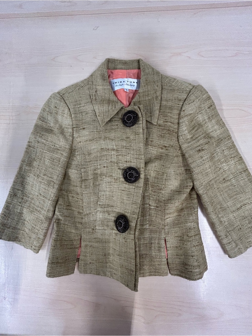 Trina Turk Silk jacket with beaded buttons size 6
